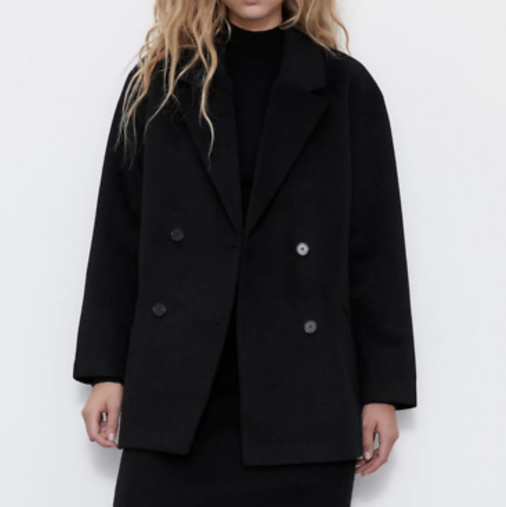Black Buttoned Oversized Blazer